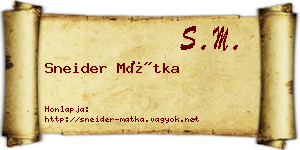 Sneider Mátka névjegykártya
